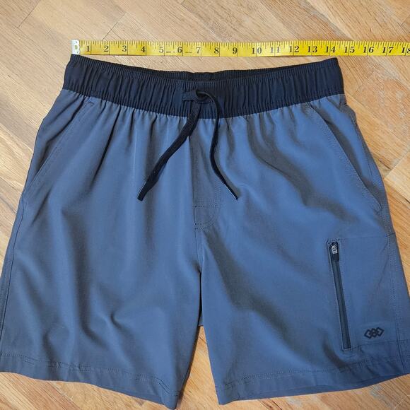 Leg3nd Athletic Gym Shorts M Gray‎ Drawstring Zip Pockets Stretch - Picture 6 of 11